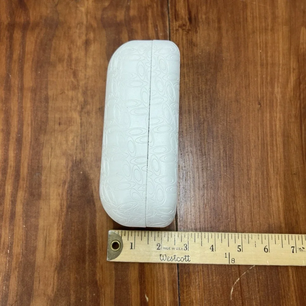 Oakley White Hard Sunglasses Case w/ Black Microfiber Drawstring Pouch Sleeve